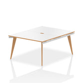 Oslo 1200mm Back to Back 2 Person Desk White Top Natural Wood Edge White Frame OSL0103 DD